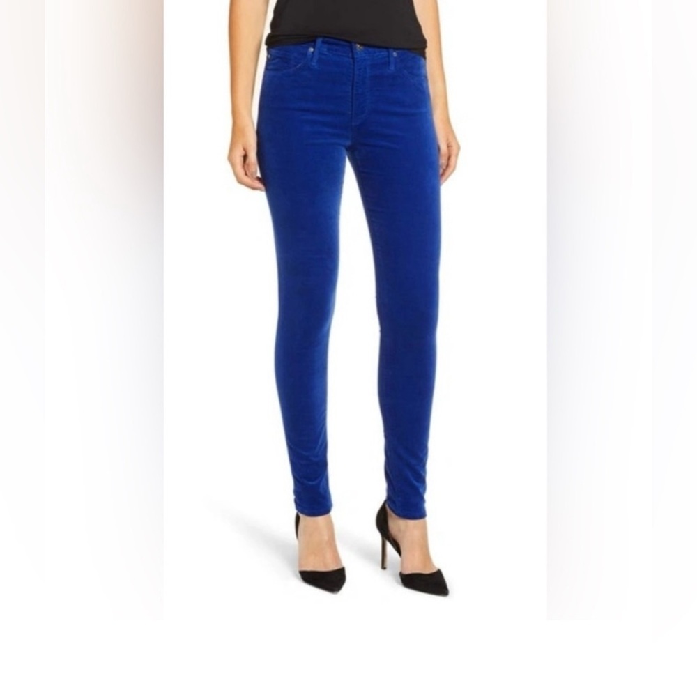 AG Farrah High Rise Skinny Velvet Jean in Deep Egyptian Blue Size 26